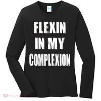 Flexin My Complexion Distressed Logo Women's Long Sleeve Shirt thumb 0