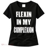 Flexin My Complexion Distressed Logo Women's T-Shirt thumb 0