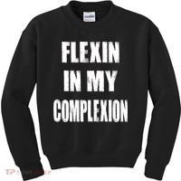 Flexin My Complexion Distressed Logo Kids Sweatshirt thumb 0