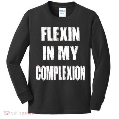 Flexin My Complexion Distressed Logo Kids Long Sleeve Shirt
