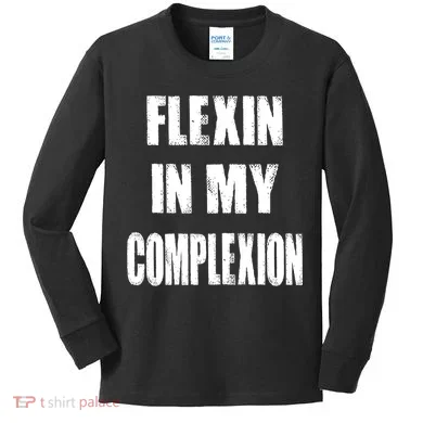 Flexin My Complexion Distressed Logo Kids Long Sleeve Shirt