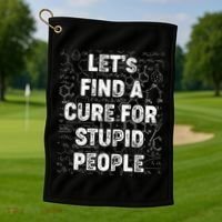 Funny Let's Find A Cure For Stupid People Golf Towel thumb 1