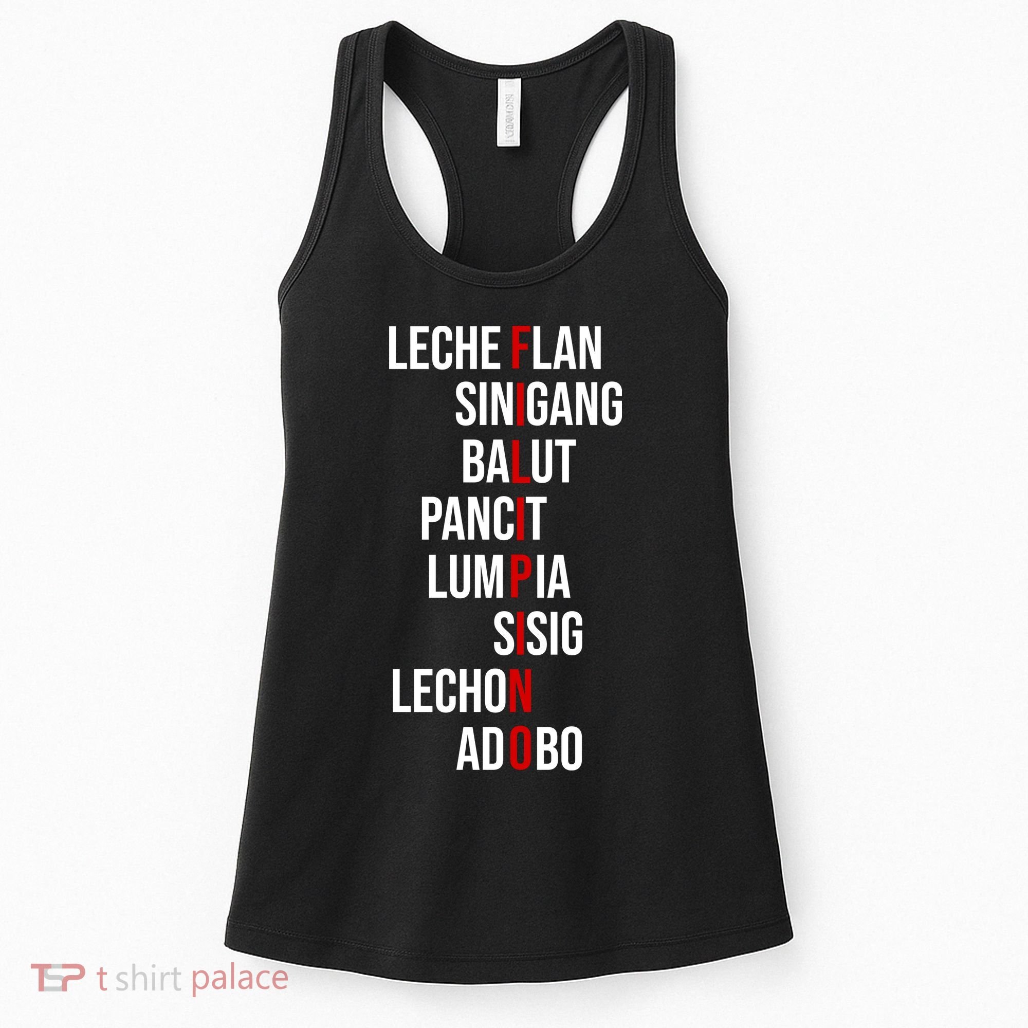 Filipino Lech Flan Sinigang Balut Pancit Lumpia Sisig Lechon Adobo Women's Tank Top