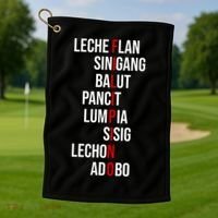 Filipino Lech Flan Sinigang Balut Pancit Lumpia Sisig Lechon Adobo Golf Towel thumb 1