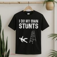 Funny Ladder Fall Gift Broken Bone Hand Get Well Soon T-Shirt thumb 2