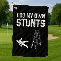 Funny Ladder Fall Gift Broken Bone Hand Get Well Soon Golf Towel thumb 1