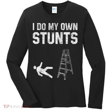 Funny Ladder Fall Gift Broken Bone Hand Get Well Soon Women's Long Sleeve Shirt