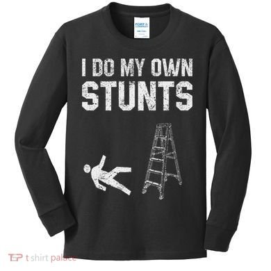 Funny Ladder Fall Gift Broken Bone Hand Get Well Soon Kids Long Sleeve Shirt