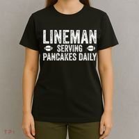 Football Lineman Funny Gift Serving Pancakes Daily T-Shirt thumb 4
