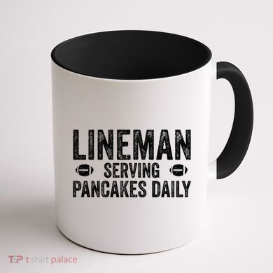 Football Lineman Funny Gift Serving Pancakes Daily Coffee Mug back