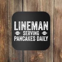 Football Lineman Funny Gift Serving Pancakes Daily Coaster thumb 0