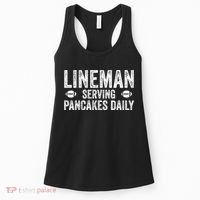 Football Lineman Funny Gift Serving Pancakes Daily Women's Tank Top thumb 0