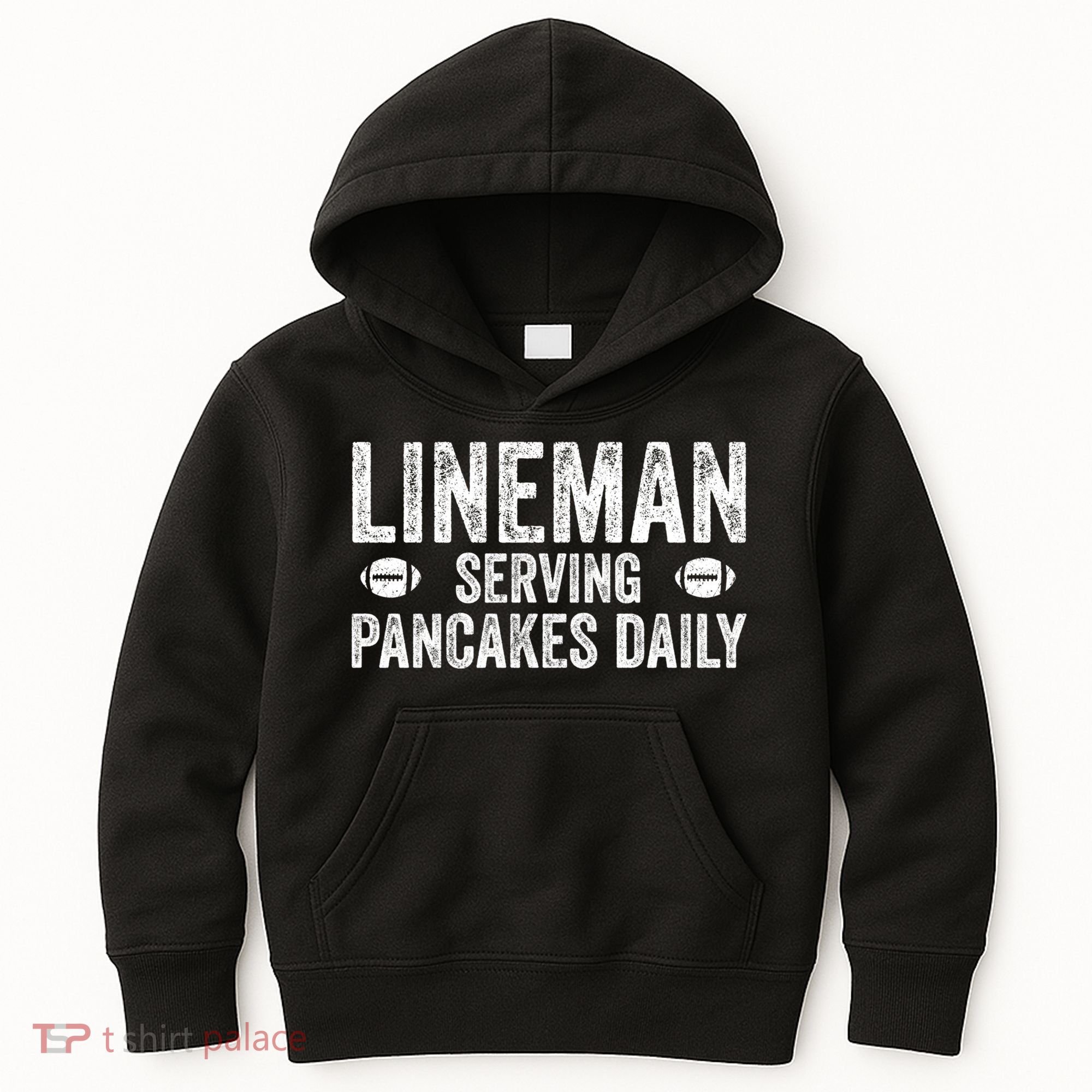 Football Lineman Funny Gift Serving Pancakes Daily Kids Hoodie
