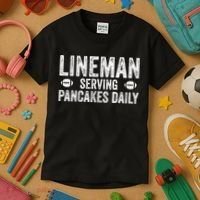 Football Lineman Funny Gift Serving Pancakes Daily Kids T-Shirt thumb 3