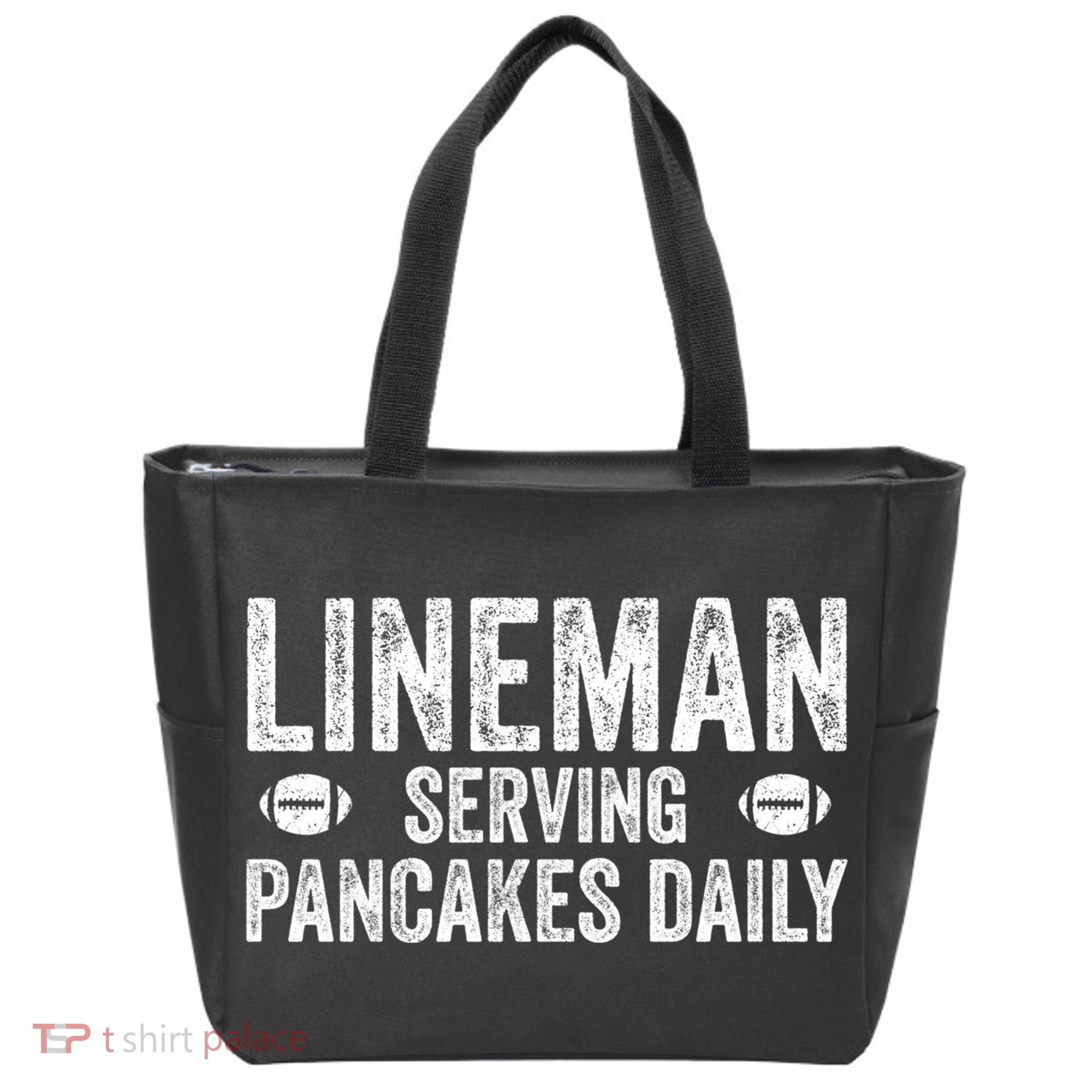 Football Lineman Funny Gift Serving Pancakes Daily Tote Bag