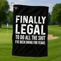 Finally Legal Funny 21st Birthday 2002 Gift Golf Towel thumb 1