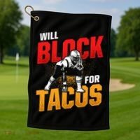 Football Lineman For Tacos Offensive Defensive Player Golf Towel thumb 1