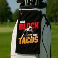 Football Lineman For Tacos Offensive Defensive Player Golf Towel thumb 2