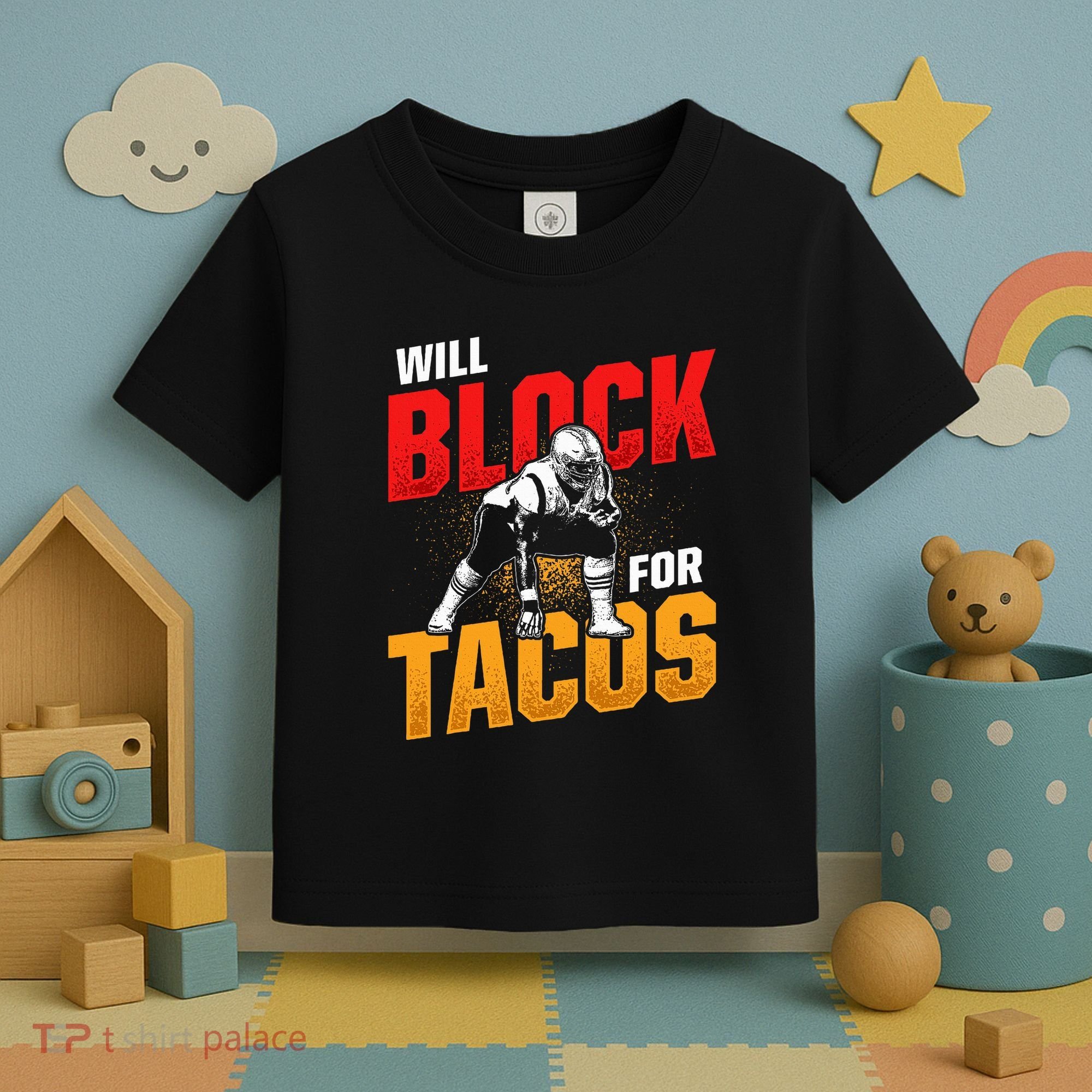 Football Lineman For Tacos Offensive Defensive Player Toddler T-Shirt