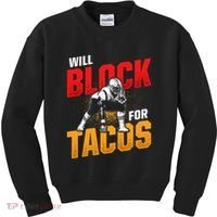 Football Lineman For Tacos Offensive Defensive Player Kids Sweatshirt thumb 0