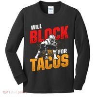 Football Lineman For Tacos Offensive Defensive Player Kids Long Sleeve Shirt thumb 0
