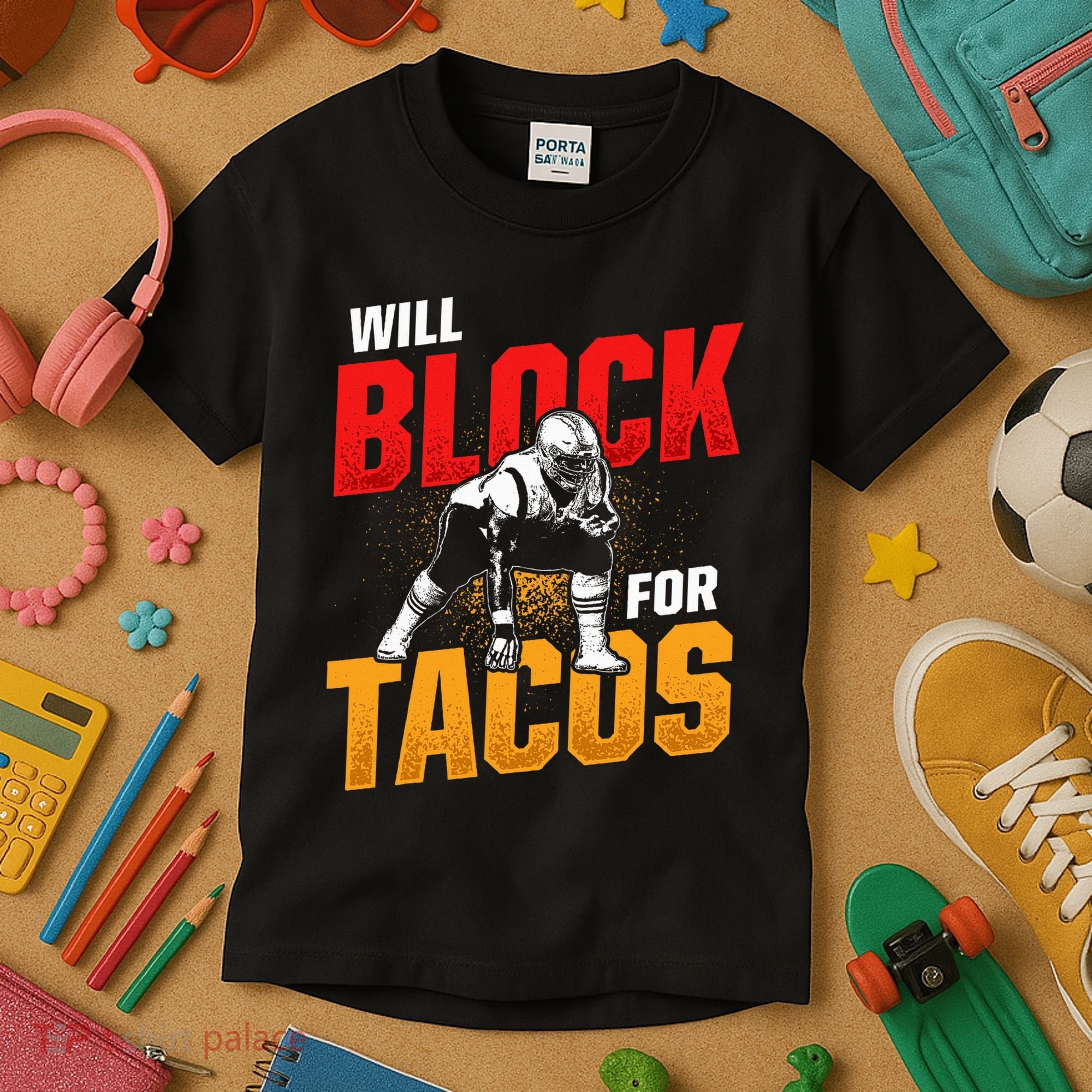 Football Lineman For Tacos Offensive Defensive Player Kids T-Shirt