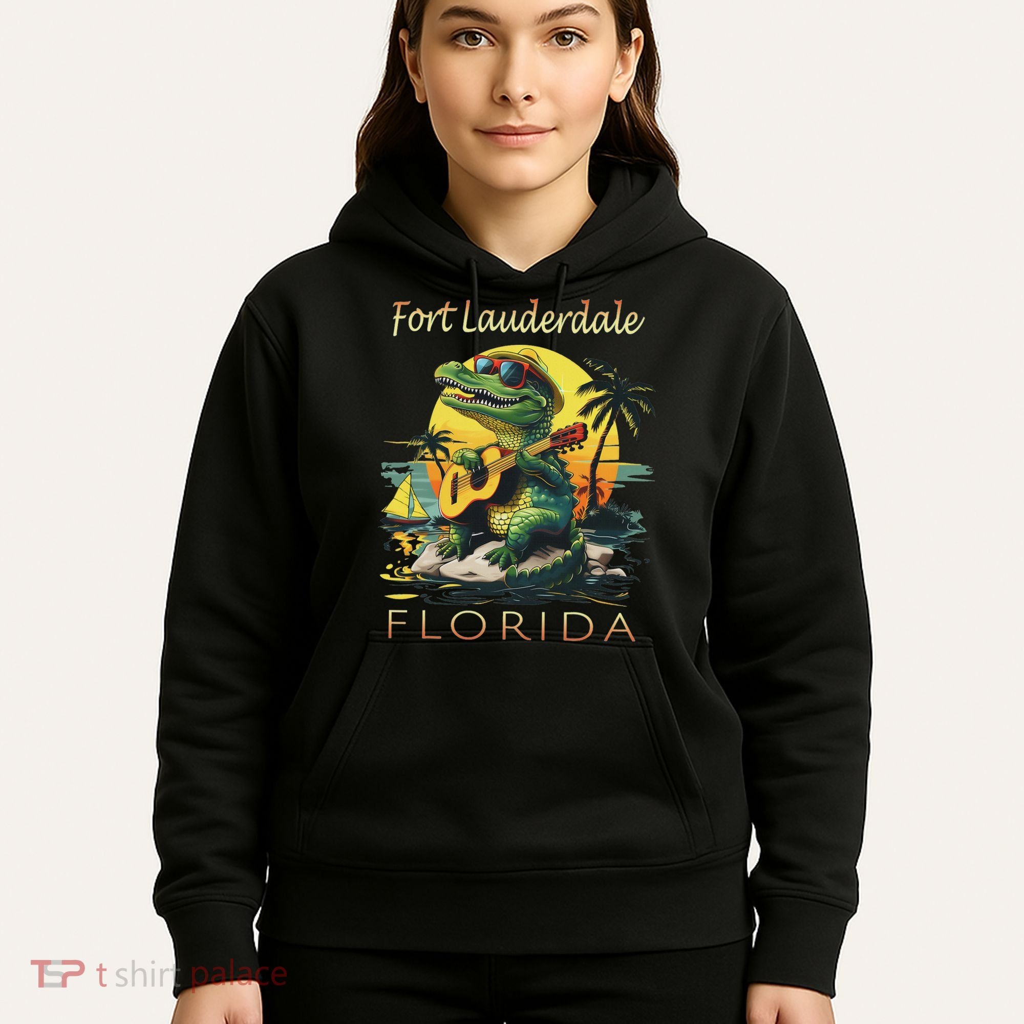 Fort Lauderdale Florida Vacation Cute Alligator Souvenir Hoodie