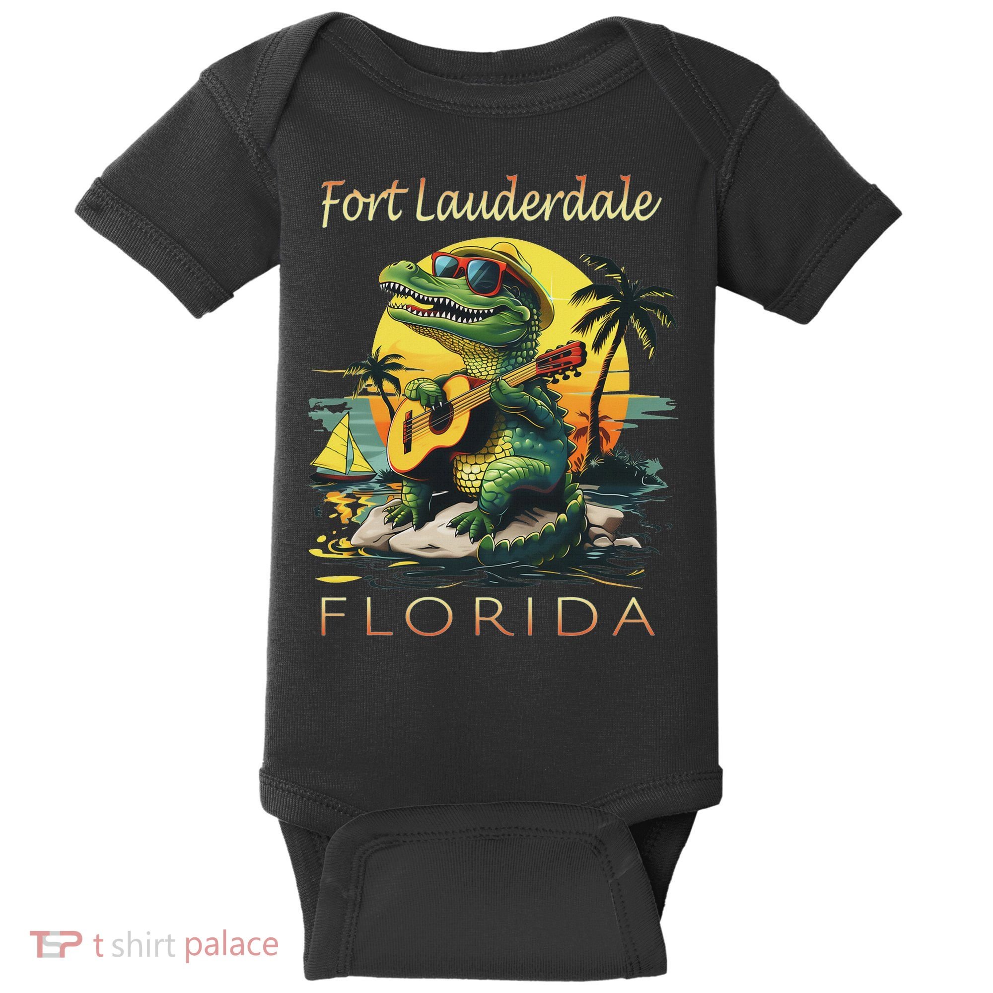 Fort Lauderdale Florida Vacation Cute Alligator Souvenir Baby Bodysuit