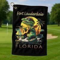 Fort Lauderdale Florida Vacation Cute Alligator Souvenir Golf Towel thumb 1