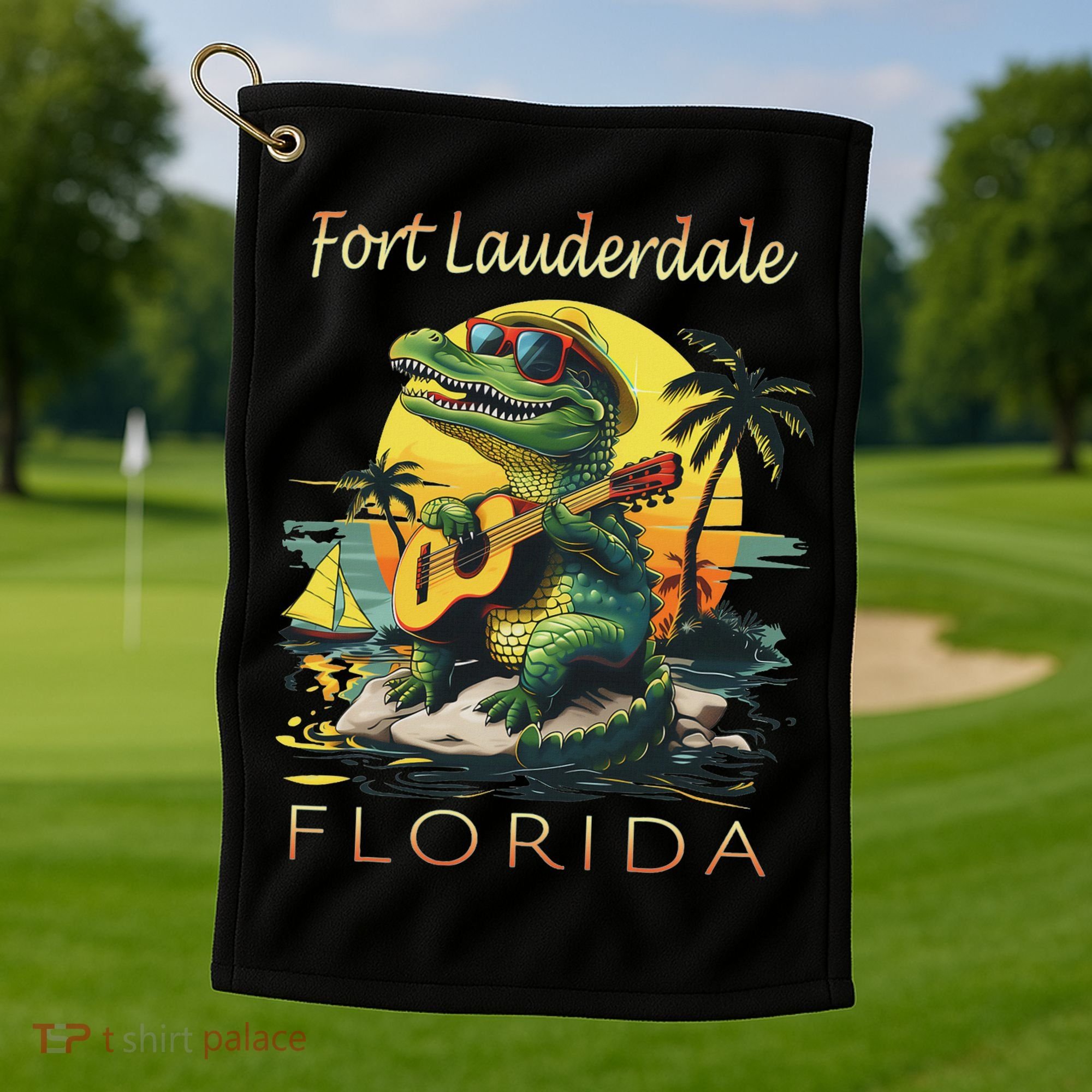 Fort Lauderdale Florida Vacation Cute Alligator Souvenir Golf Towel