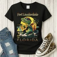 Fort Lauderdale Florida Vacation Cute Alligator Souvenir Women's T-Shirt thumb 3