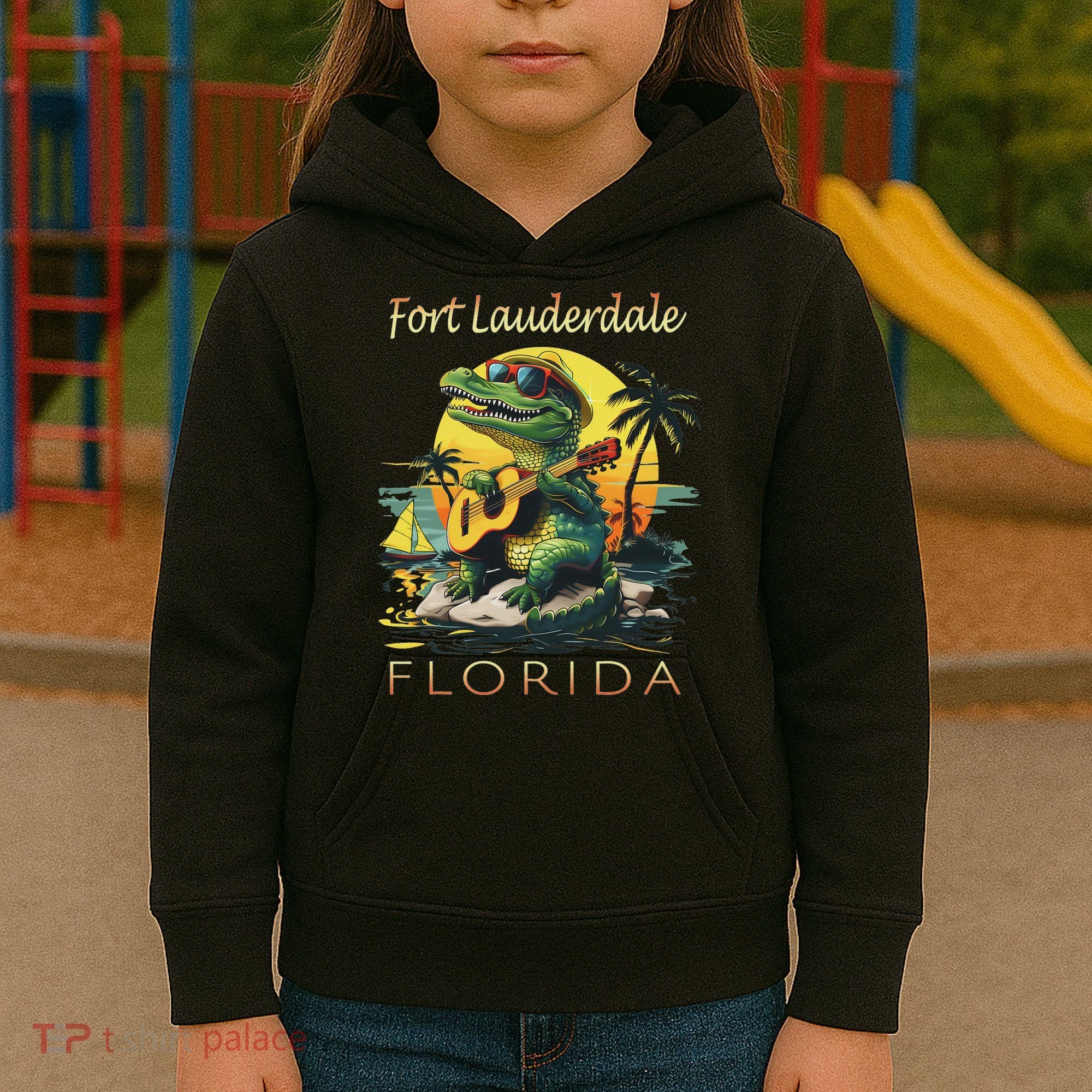 Fort Lauderdale Florida Vacation Cute Alligator Souvenir Kids Hoodie