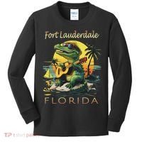 Fort Lauderdale Florida Vacation Cute Alligator Souvenir Kids Long Sleeve Shirt thumb 0