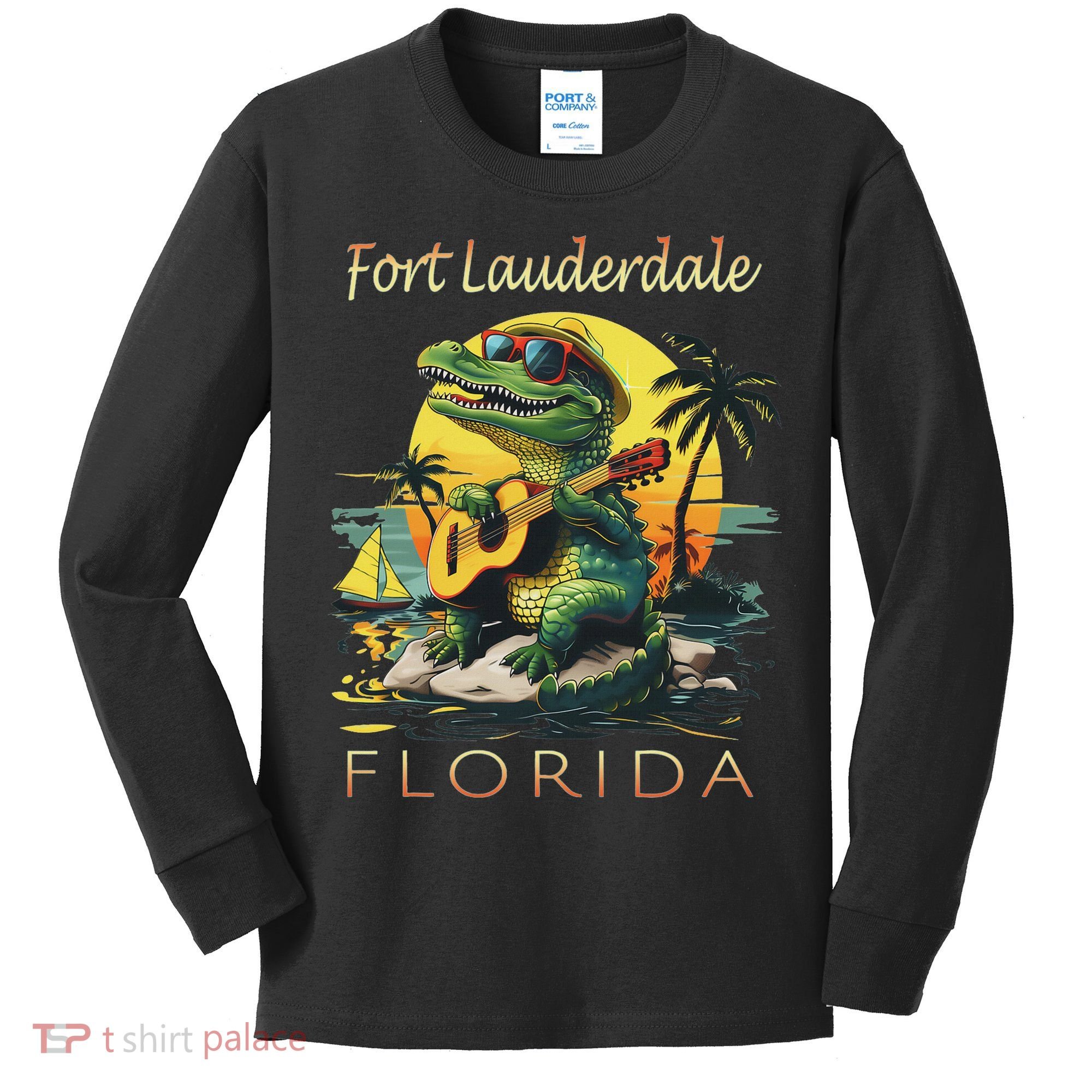 Fort Lauderdale Florida Vacation Cute Alligator Souvenir Kids Long Sleeve Shirt