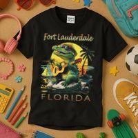 Fort Lauderdale Florida Vacation Cute Alligator Souvenir Kids T-Shirt thumb 3