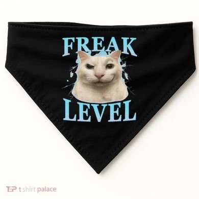 Freak Level Funny Cat Meme Certified Freak Humor Sarcastic USA-Made Doggie Bandana