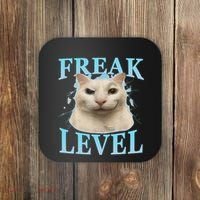 Freak Level Funny Cat Meme Certified Freak Humor Sarcastic Coaster thumb 0