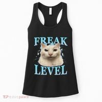Freak Level Funny Cat Meme Certified Freak Humor Sarcastic Women's Tank Top thumb 0