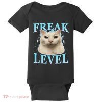 Freak Level Funny Cat Meme Certified Freak Humor Sarcastic Baby Bodysuit thumb 0