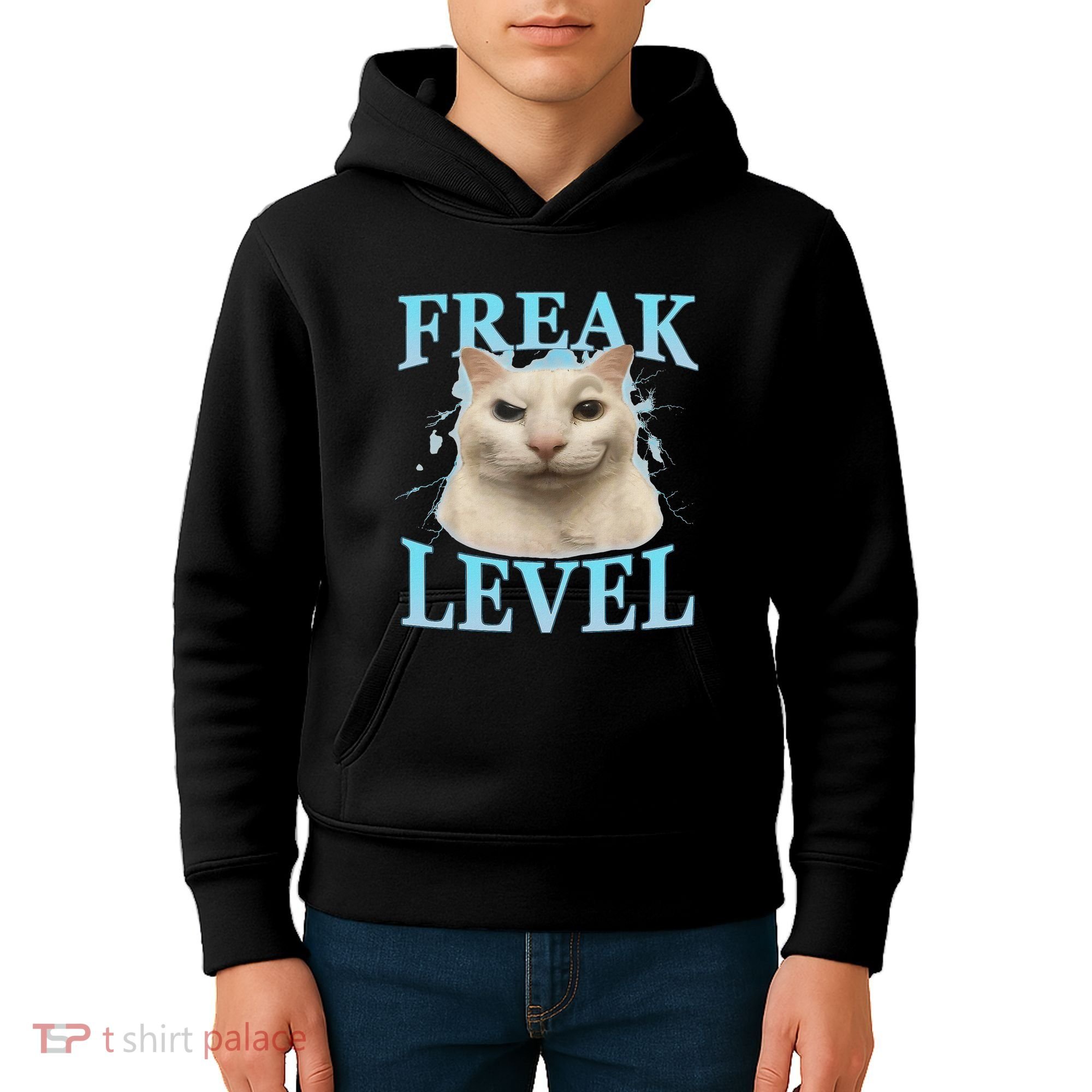 Freak Level Funny Cat Meme Certified Freak Humor Sarcastic Kids Hoodie