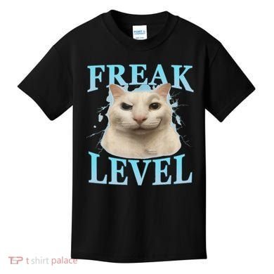 Freak Level Funny Cat Meme Certified Freak Humor Sarcastic Kids T-Shirt