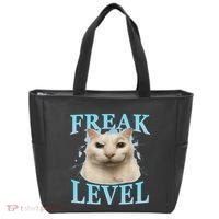 Freak Level Funny Cat Meme Certified Freak Humor Sarcastic Tote Bag thumb 0