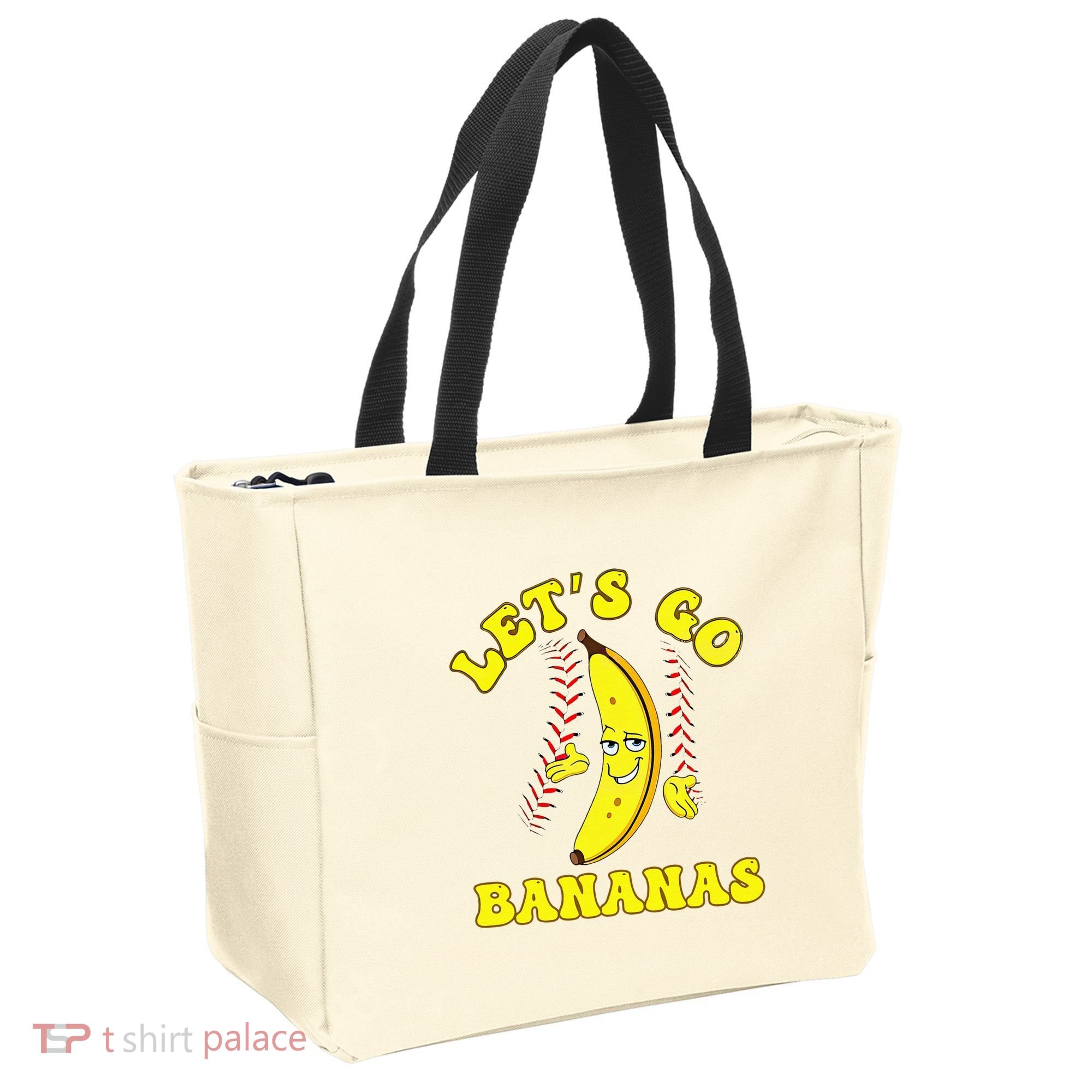 Funny Lets Go Bananas Cute Banana Tote Bag