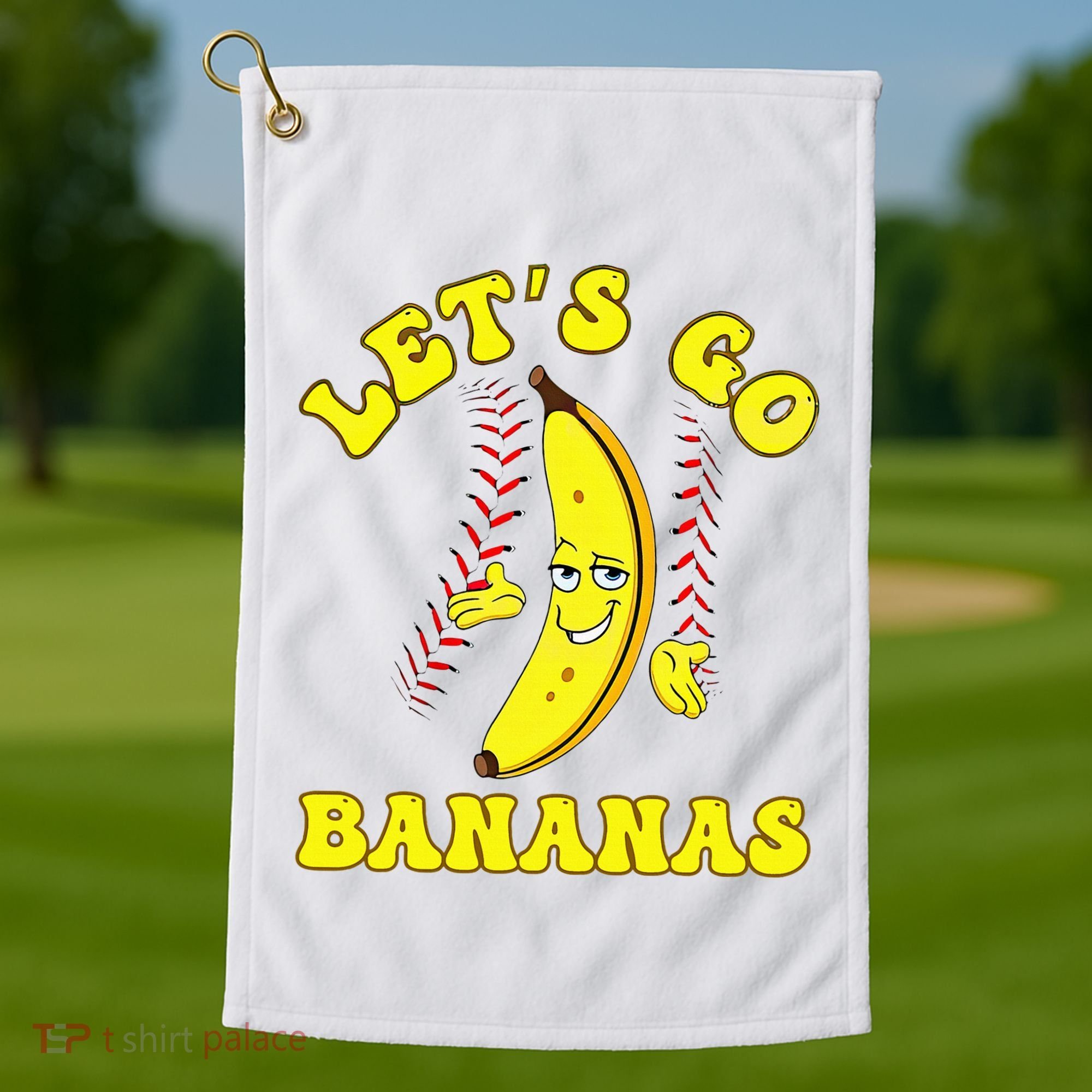 Funny Lets Go Bananas Cute Banana Golf Towel