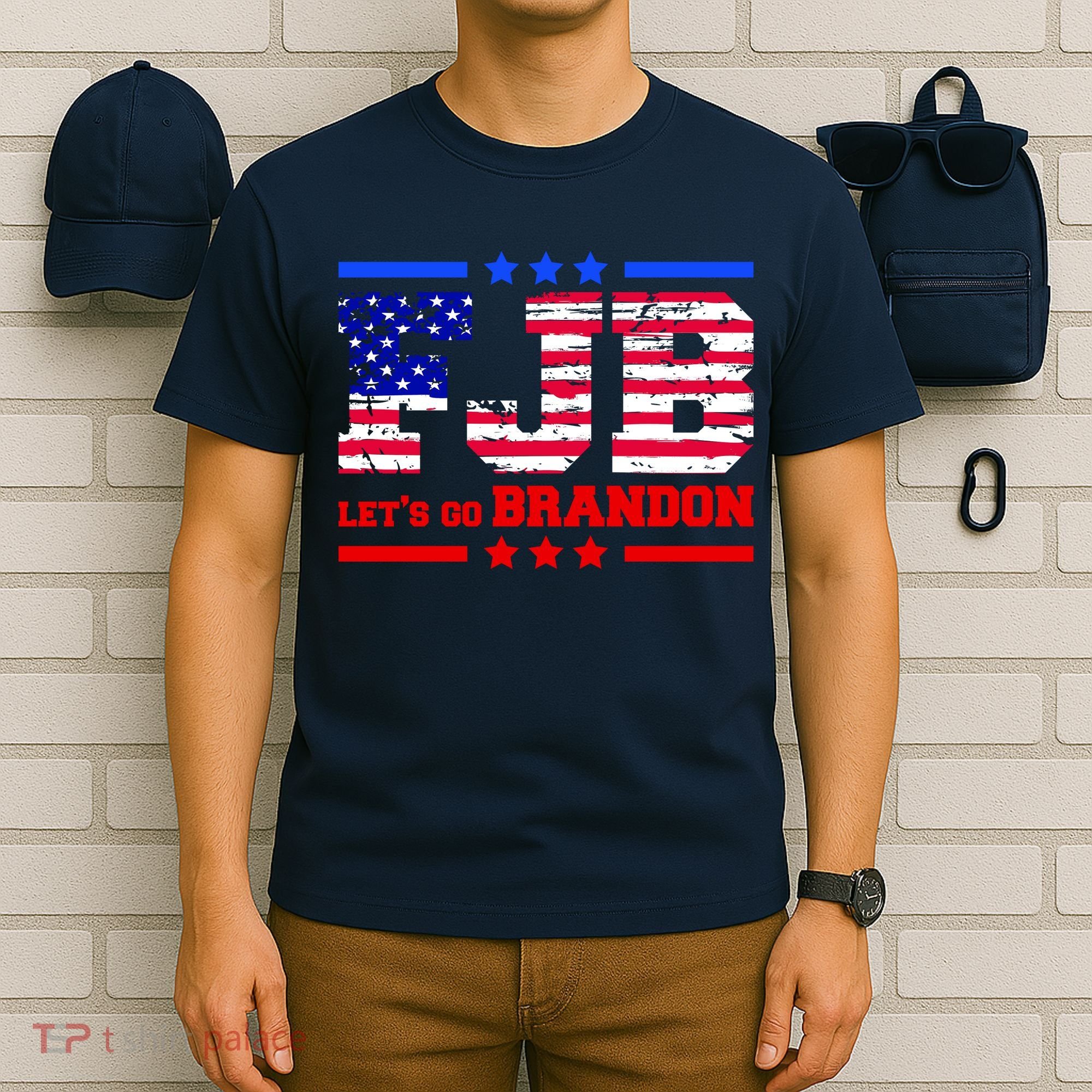 FBJ Lets Go Brandon USA Flag LGB United States T-Shirt