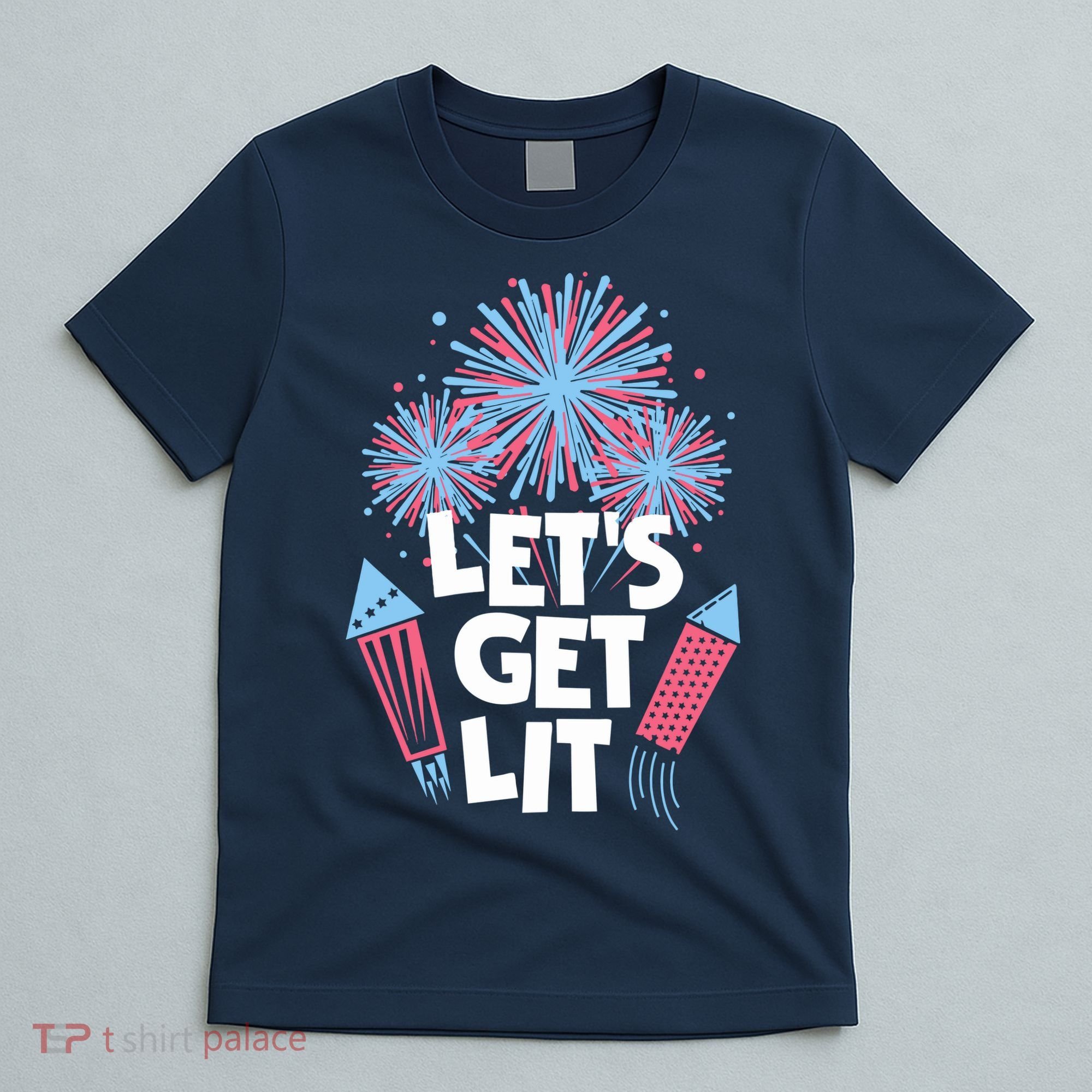 Funny Lets Get Lit Fireworks 4th Of July Retro Vintage Gift T-Shirt