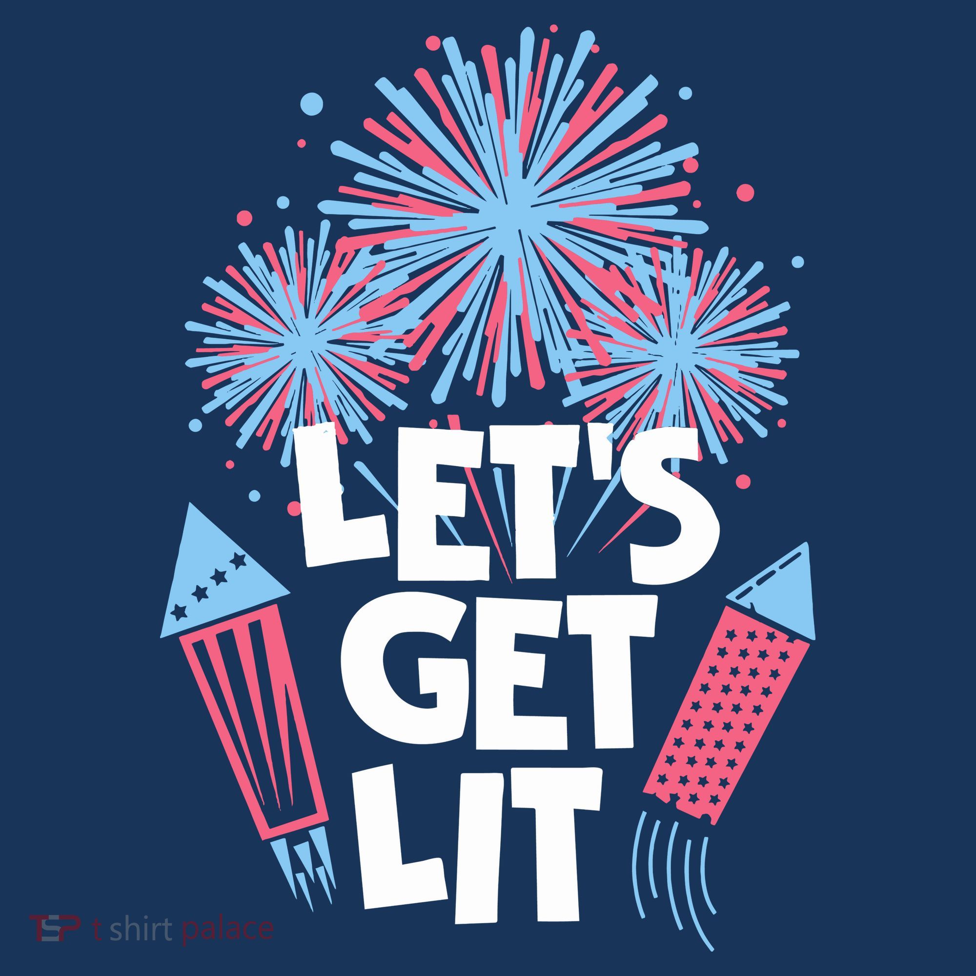 Funny Lets Get Lit Fireworks 4th Of July Retro Vintage Gift T-Shirt