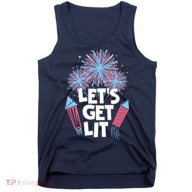 Funny Lets Get Lit Fireworks 4th Of July Retro Vintage Gift Tank Top