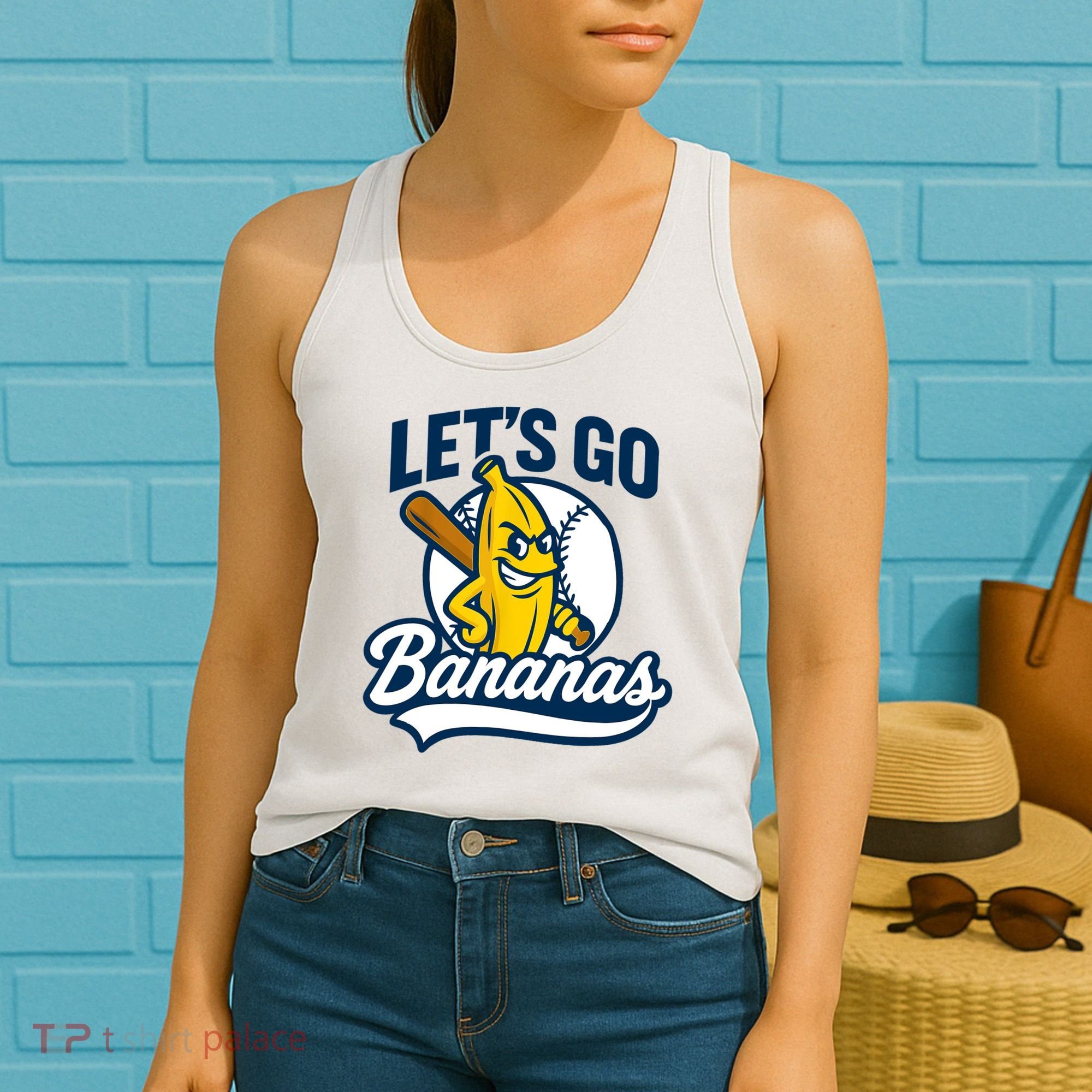 Funny Lets Go Bananas Cute Banana Fruits Lover Banana Player  Women's Tank Top