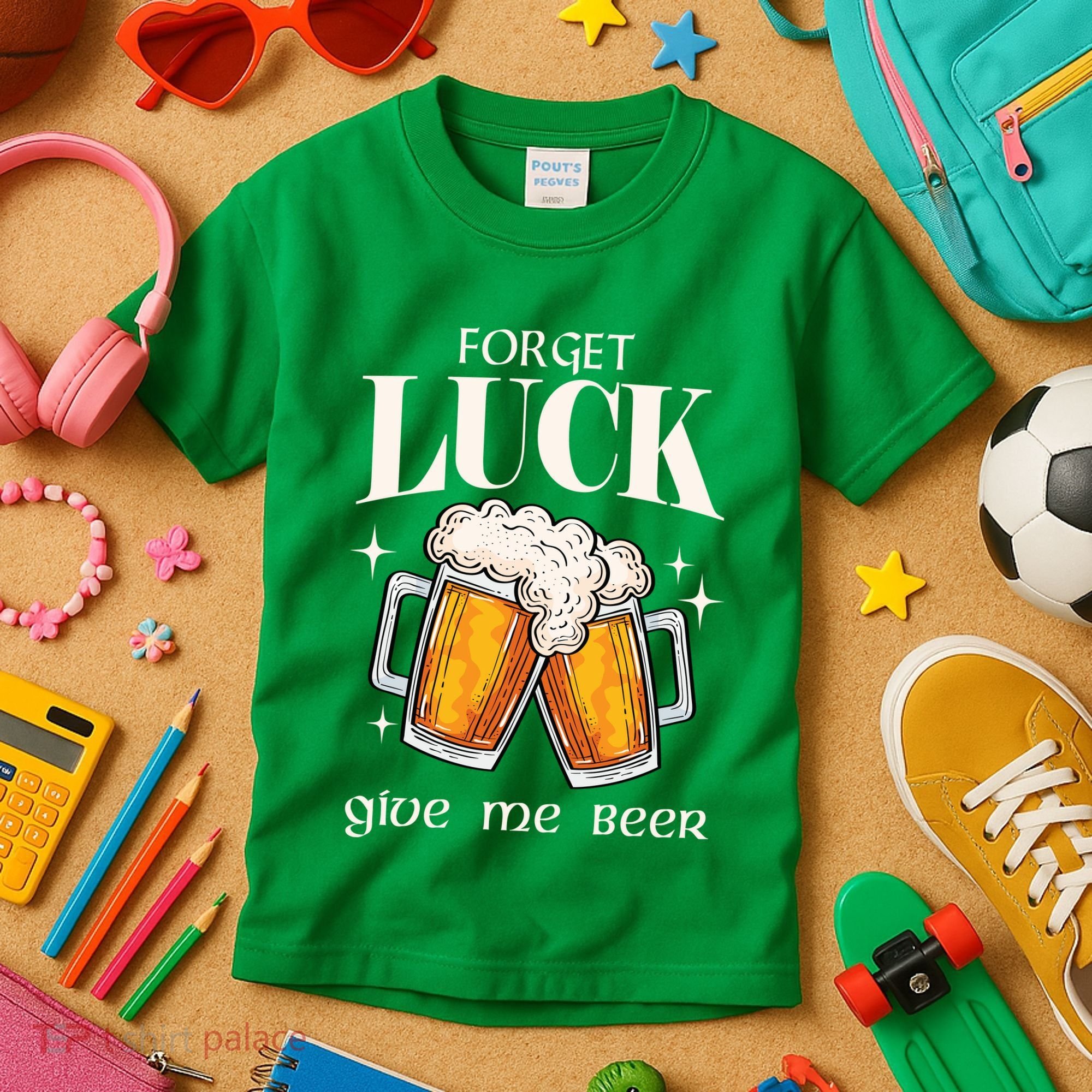 Forget Luck Give Me Beer St Patricks Day Kids T-Shirt